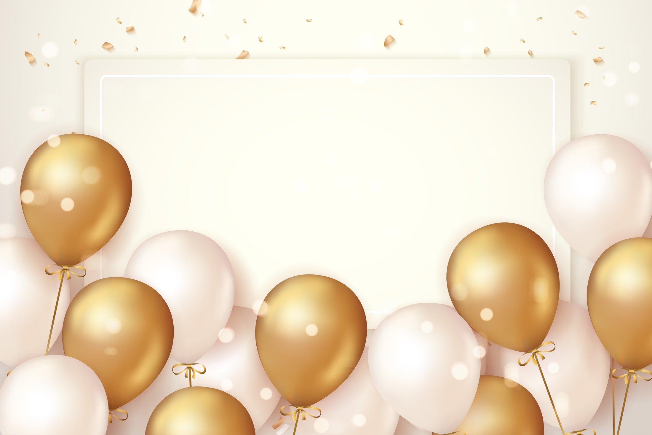 3D Golden Party Balloons Background